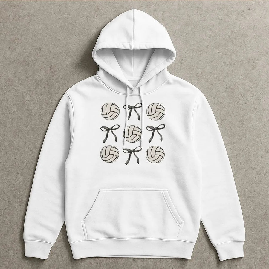 Volleyball Bow Hoodie | Aesthetic Coquette Sport Graphic | Soft Cotton Blend Unisex Sweatshirt | Trendy Volleyball Player Team Gift