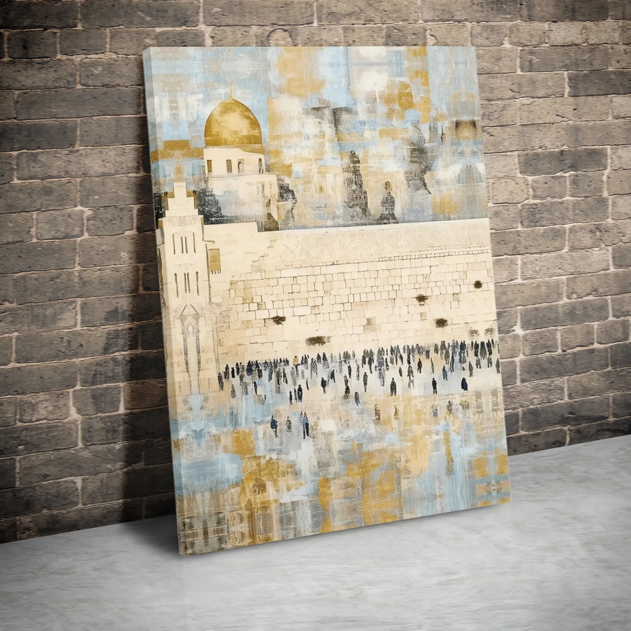 Western Wall And Dome Of The Rock Canvas | Abstract Jerusalem Art | Premium Gallery-Wrapped Fade-Resistant Print | Spiritual Home Decor