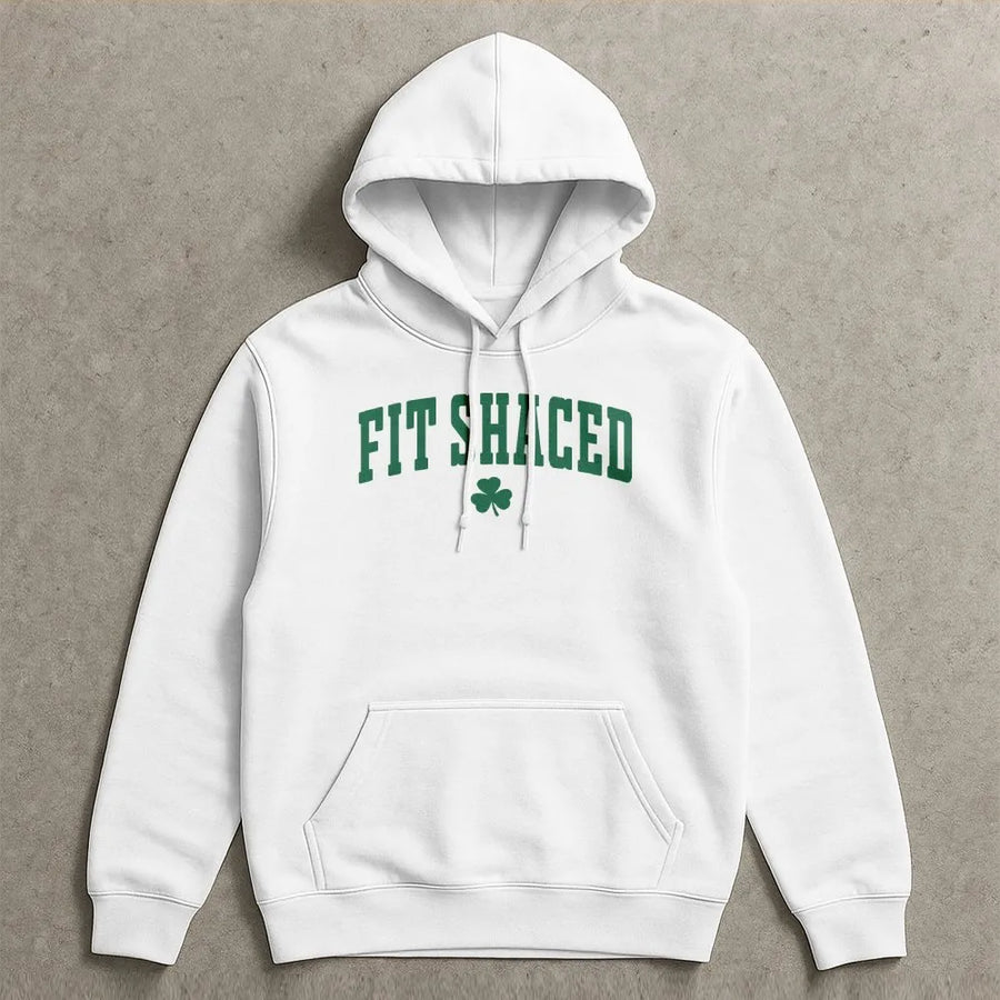 Fit Shaced Hoodie | Funny St Patricks Day Shamrock Graphic | Premium Cotton Blend Unisex Sweatshirt | Gift for Beer Lovers & Irish Party Fans