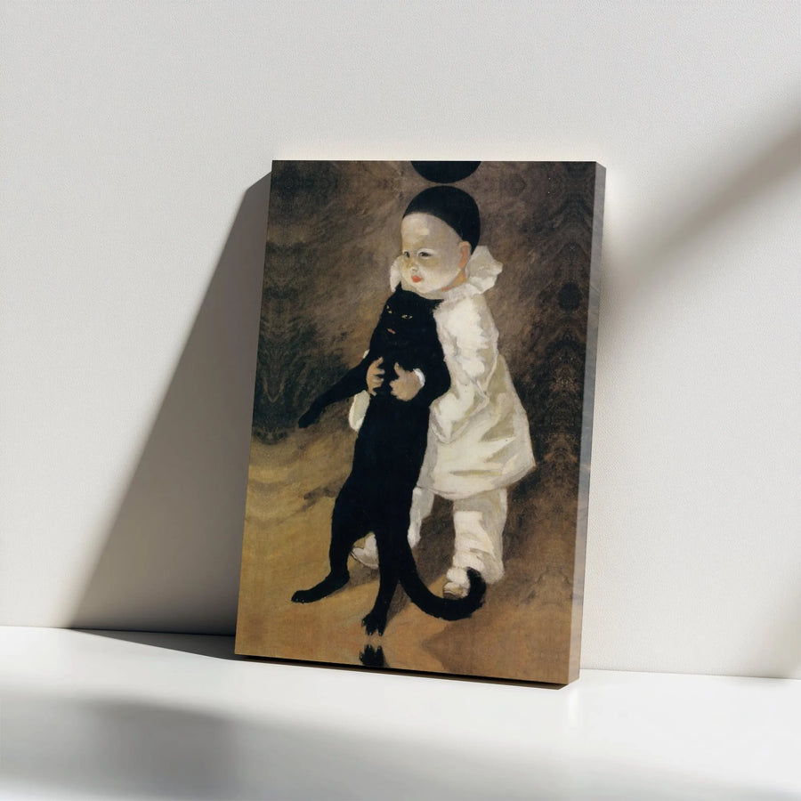 Pierrot and Cat Canvas Print | Suzanne Valadon Fine Art Wall Decor | Gallery Wrapped Premium Canvas | Vintage Aesthetic Gift for Art Lovers