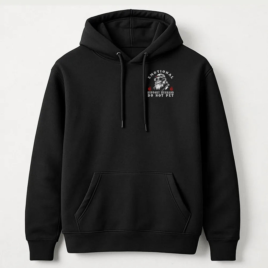 Emotional Support Husband Hoodie | Funny Biker Monkey Graphic | Premium Cotton Tee | Father's Day Gift for Dad