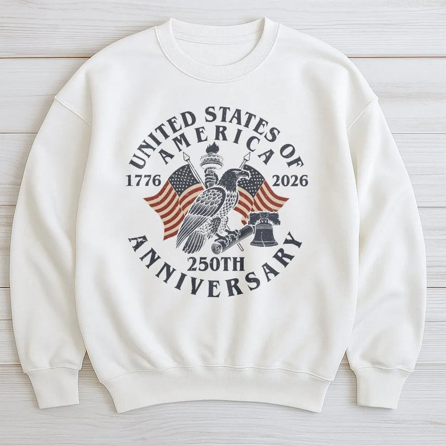 USA 250th Anniversary Sweatshirt | Vintage American Flag Eagle Graphic | Premium Cotton Blend | Patriotic Collector's Gift for Men and Women