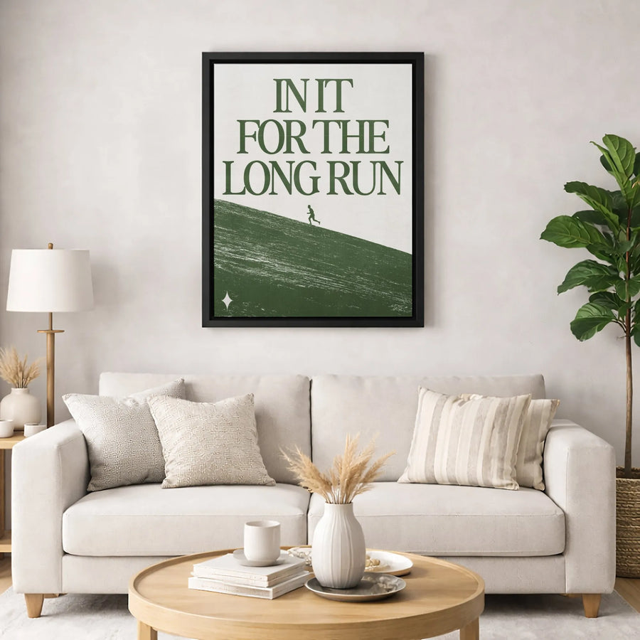 In It For The Long Run Canvas | Motivational Marathon Runner Wall Art | Premium Gallery Wrapped Decor | Inspirational Gift For Runners And Athletes