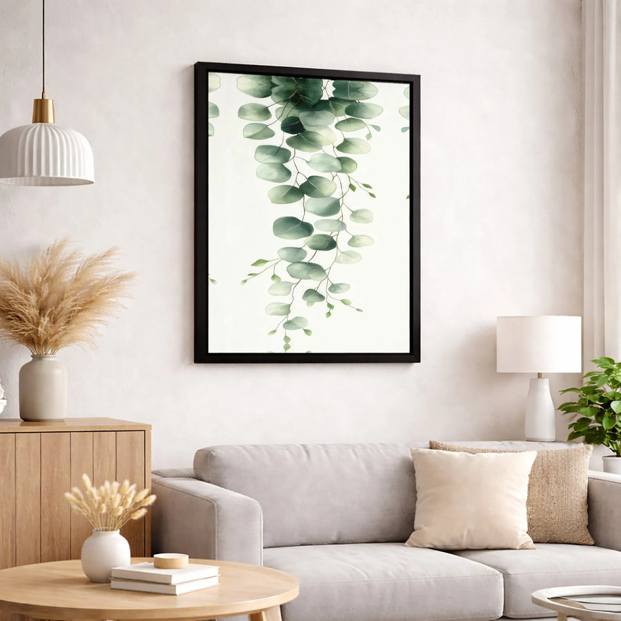 Eucalyptus Wall Art Canvas | Watercolor Botanical Hanging Leaves | Premium Fade-Resistant Gallery Wrap | Modern Farmhouse Home Decor Gift