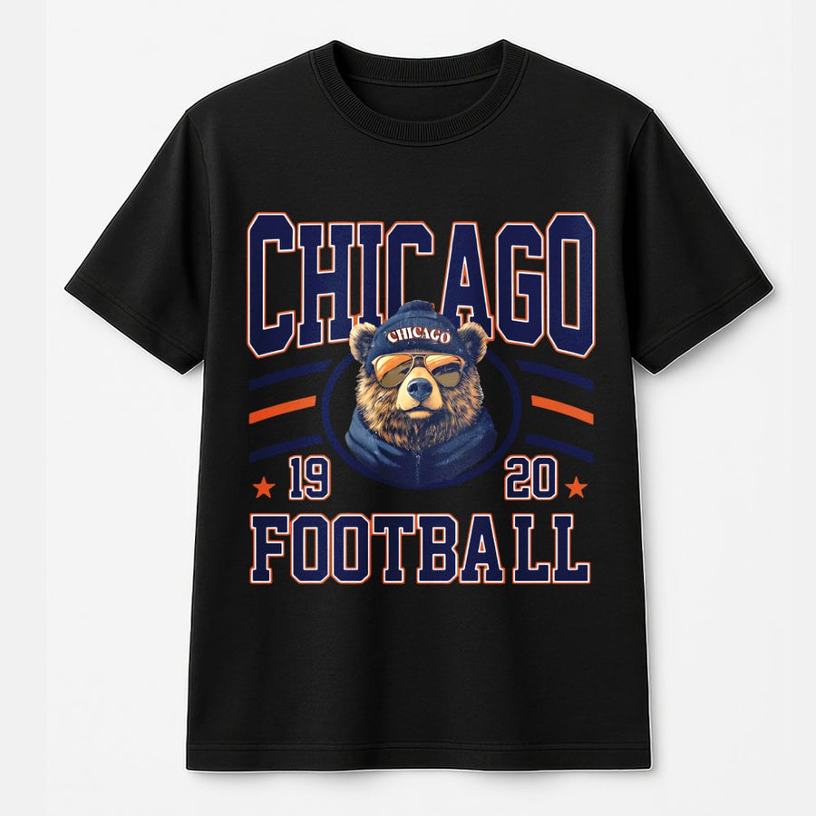 Vintage Chicago Football T-Shirt, Retro Bear Mascot Graphic, Unisex Tailgate Football Outfit For Men & Women