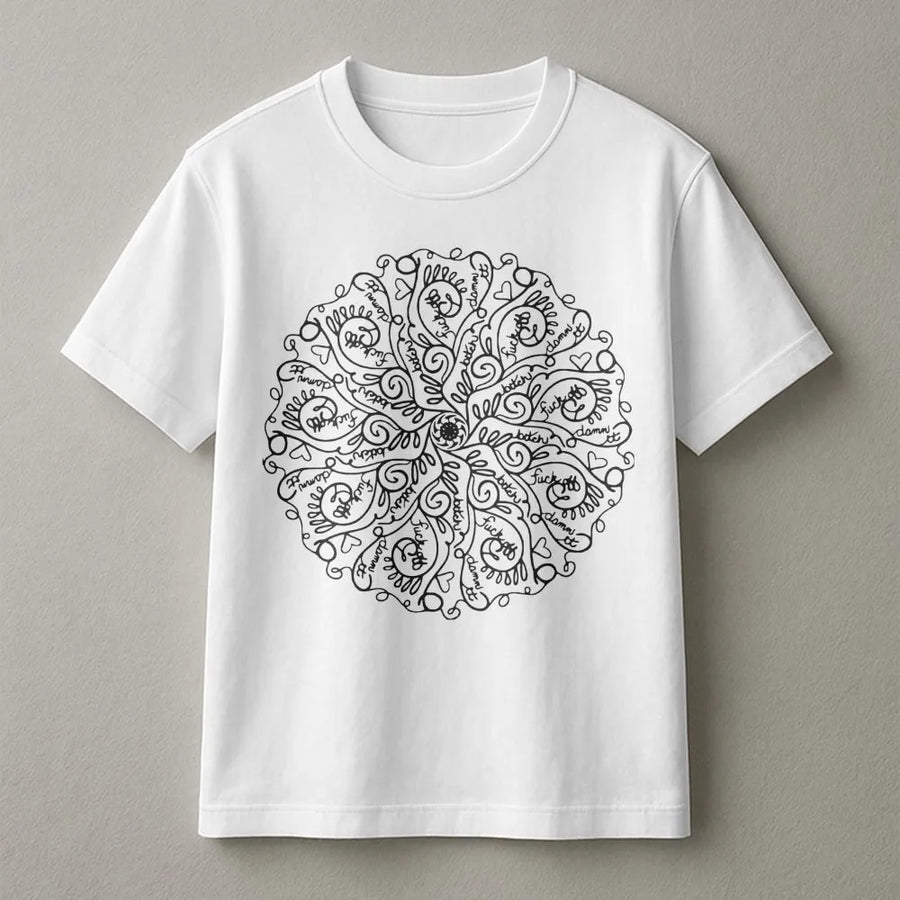 Funny Swear Word Mandala T-Shirt | Sarcastic Adult Graphic Tee | Premium Cotton Casual Wear | Edgy Gift for Friends and Sarcastic Souls