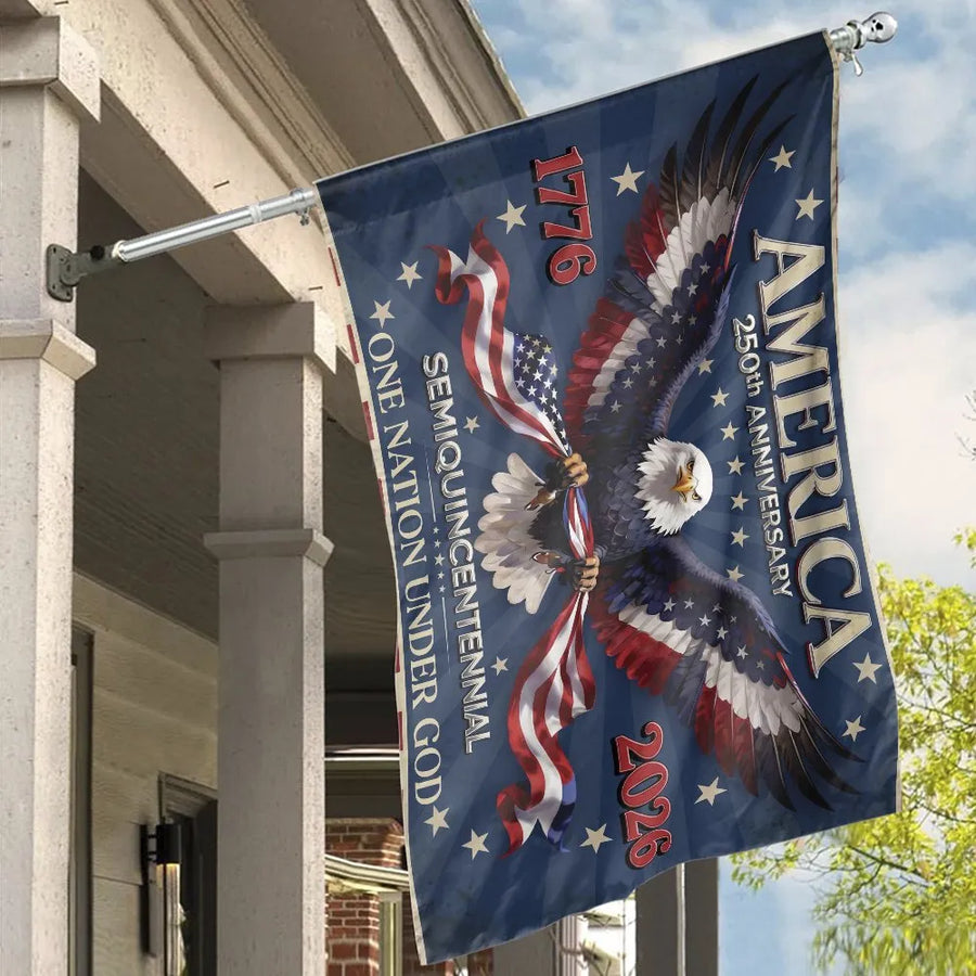 USA 250th Anniversary House Flag | America Semiquincentennial 1776-2026 Eagle | Double-Sided Weather-Resistant Polyester | Patriotic Outdoor Yard Decor Gift
