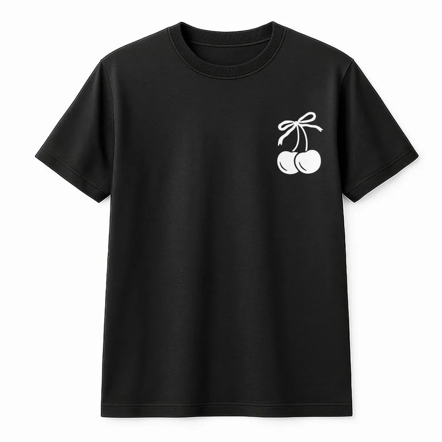 Cherry Bow T-Shirt | Minimalist Fruit Graphic Tee | Premium 100% Cotton | Trendy Pinterest Aesthetic Gift for Her