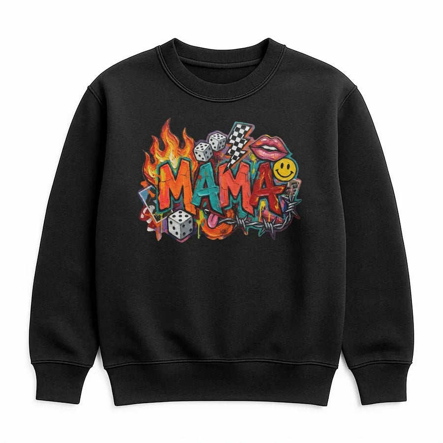 Retro Mama Graffiti Sweatshirt | 90s Street Art Style Graphic | Soft Cotton Unisex Tee | Trendy Mother's Day Gift for Cool Moms