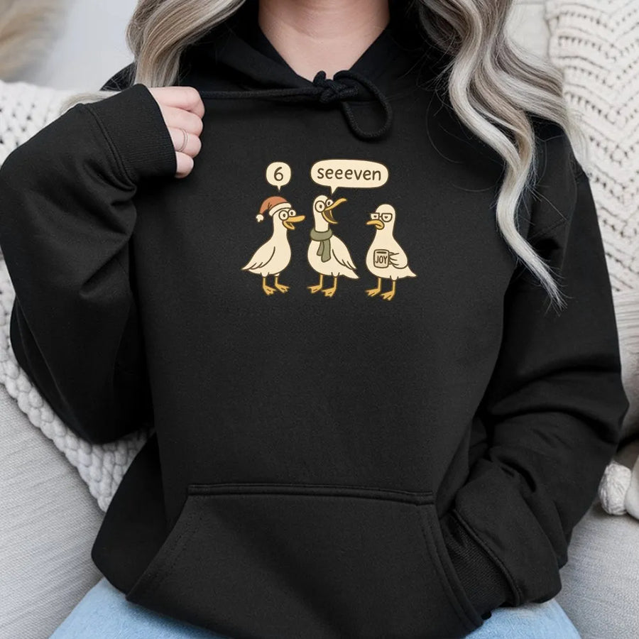 6 7 Teacher Funny Christmas Hoodie | Cute Goose Math Joke Graphic | Premium Cotton Blend | Gift For Teachers and Educators