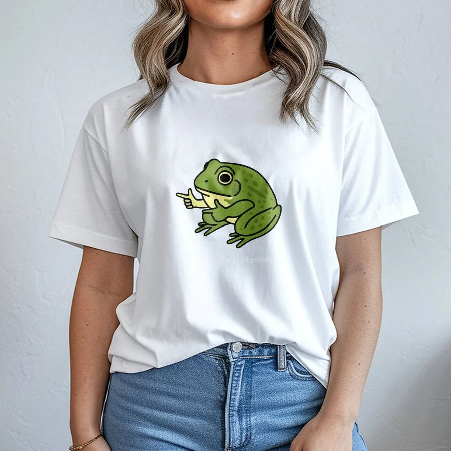 Funny Frog Meme T-Shirt | Sarcastic "Me No Problemo" Quote Graphic | Soft Cotton Unisex Tee | Humorous Gift for Men and Women