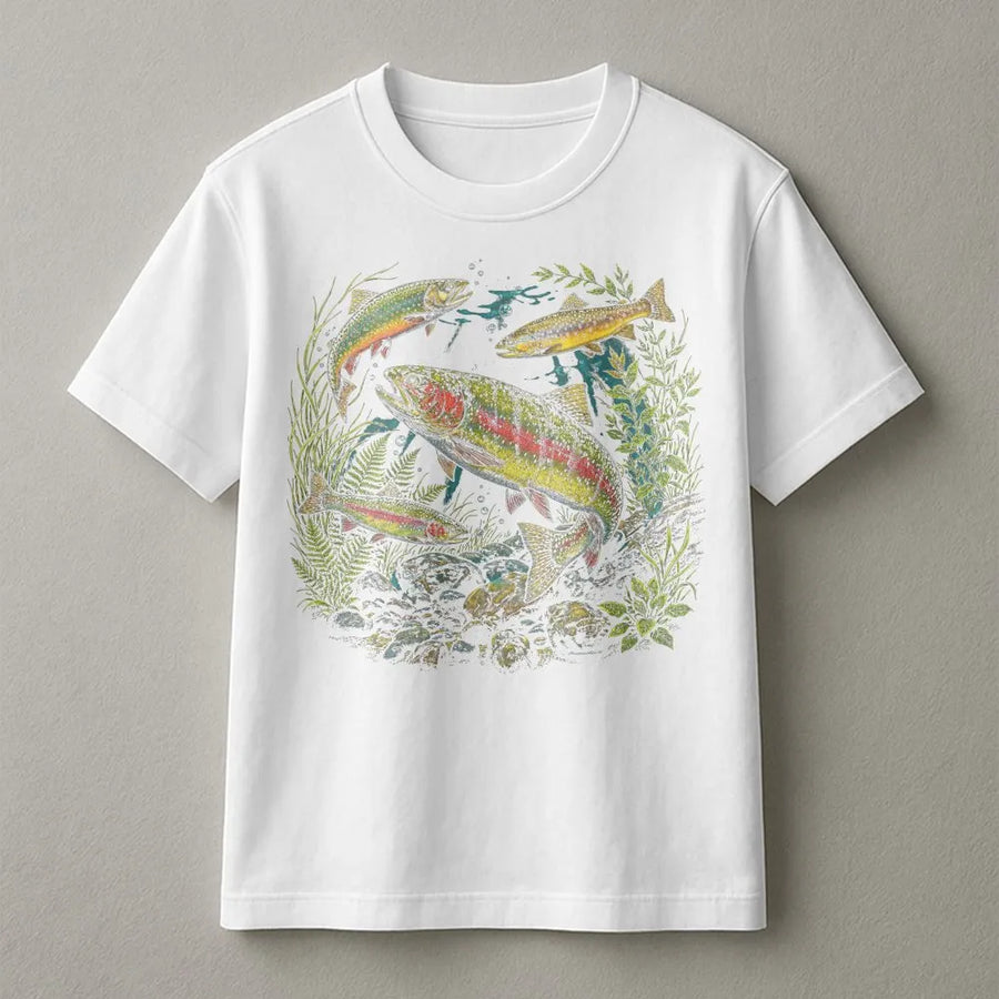 Rainbow Trout T-Shirt | Vintage 90s River Wildlife Graphic | Cozy Crewneck Pullover | Gift for Angler, Fly Fishing Apparel