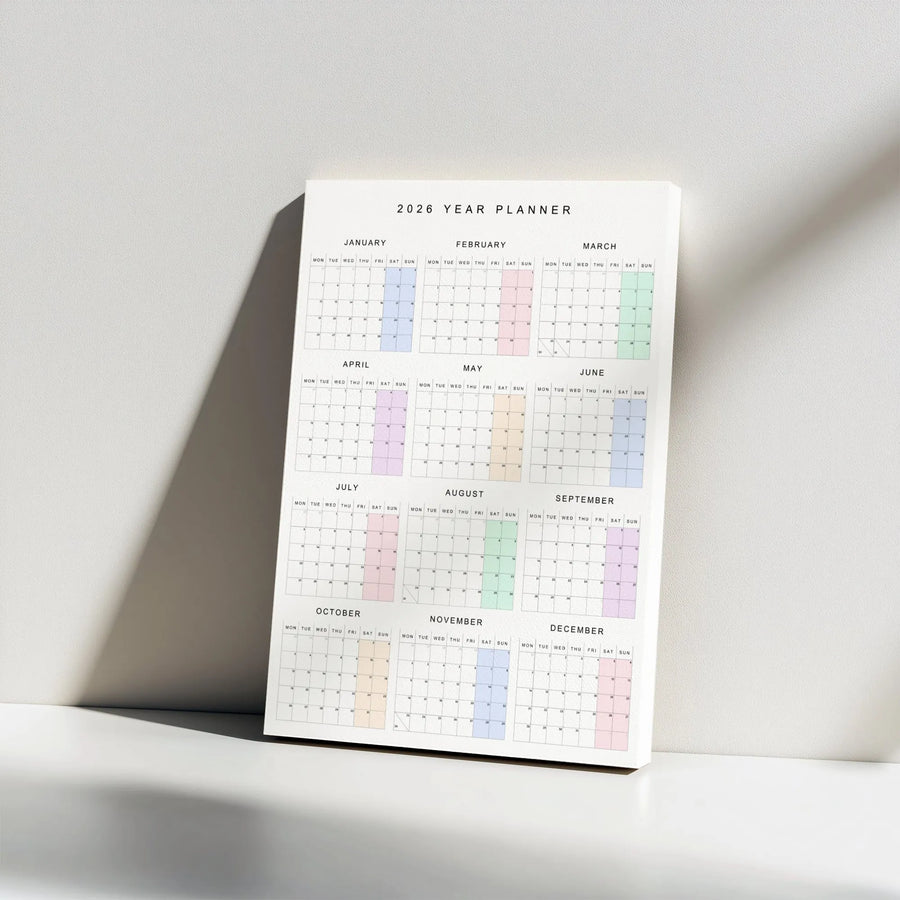 2026 Year Planner Wall Calendar | Minimalist Yearly Schedule Canvas | Gallery Wrap Premium Print | Home Office Decor Gift
