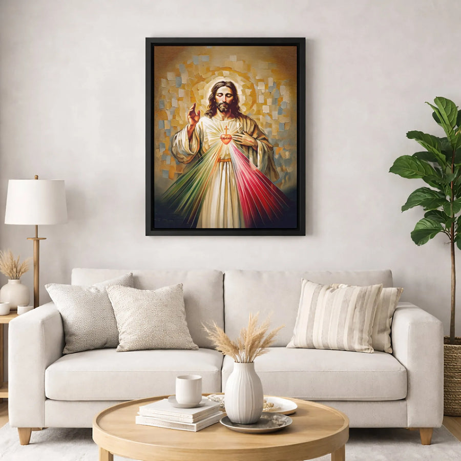 Divine Mercy Jesus Canvas | Sacred Heart Wall Art | Premium Gallery Wrapped Print | Religious Home Decor Gift