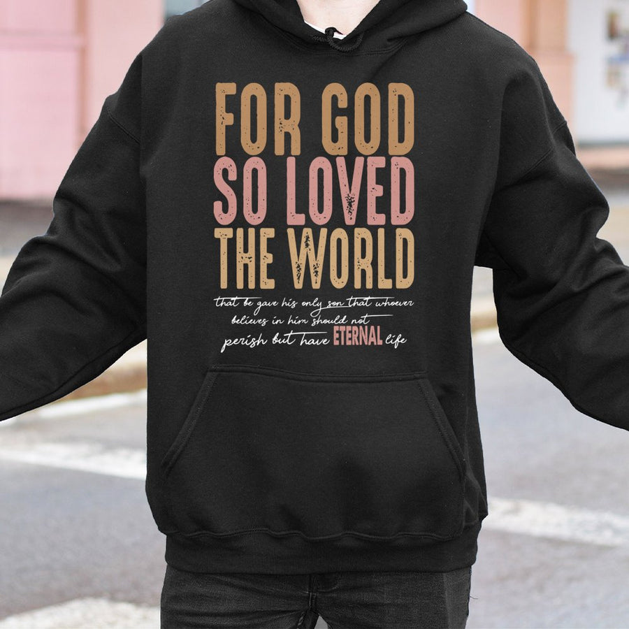 John 3:16 Hoodie | For God So Loved The World Christian Bible Verse | Premium Cotton Blend | Faith Based Religious Gift for Men and Women