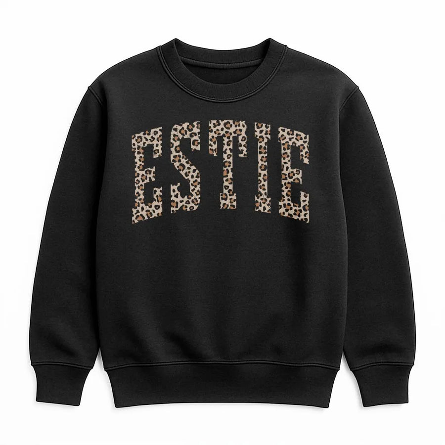 Esthetician Sweatshirt | Leopard Print Estie Graphic | Premium Cotton Blend Sweatshirt | Gift for Skincare Lover and Beauty School Grad