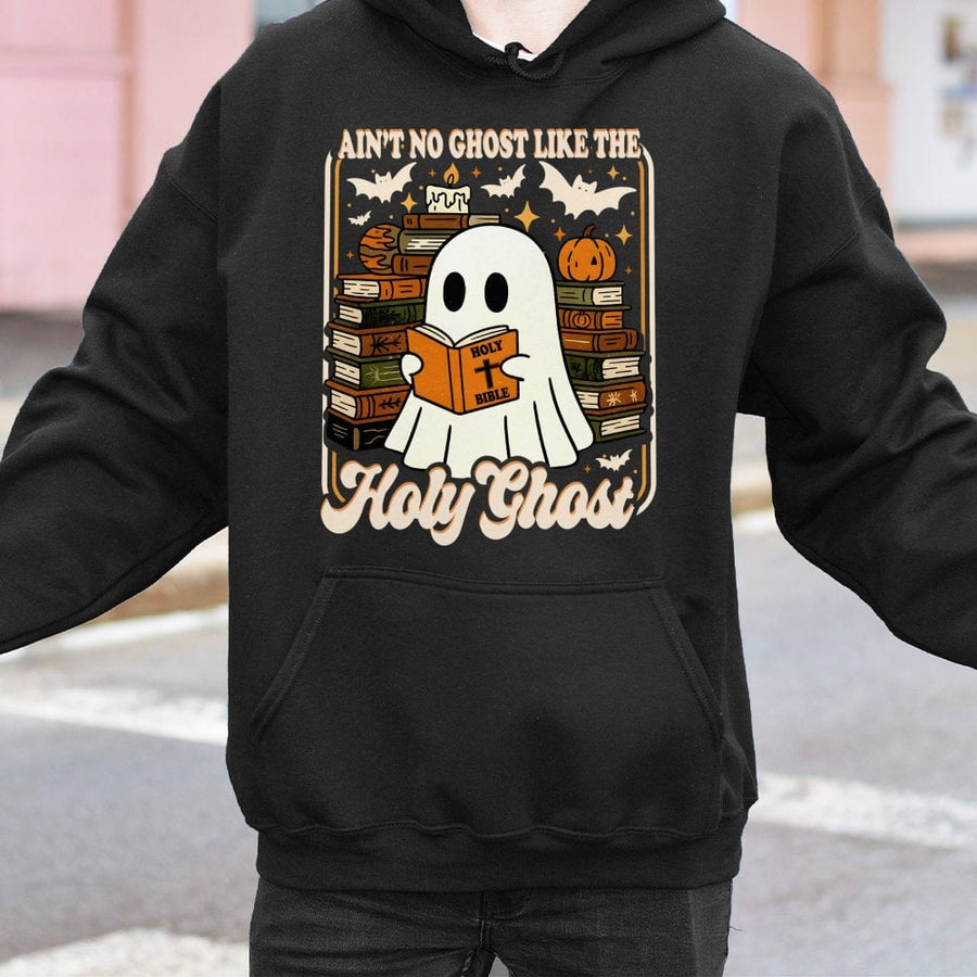 Holy Ghost Halloween Hoodie | Funny Christian Reading Ghost Graphic | Premium Cotton Blend Unisex Sweatshirt | Religious Faith Gift for Her Him