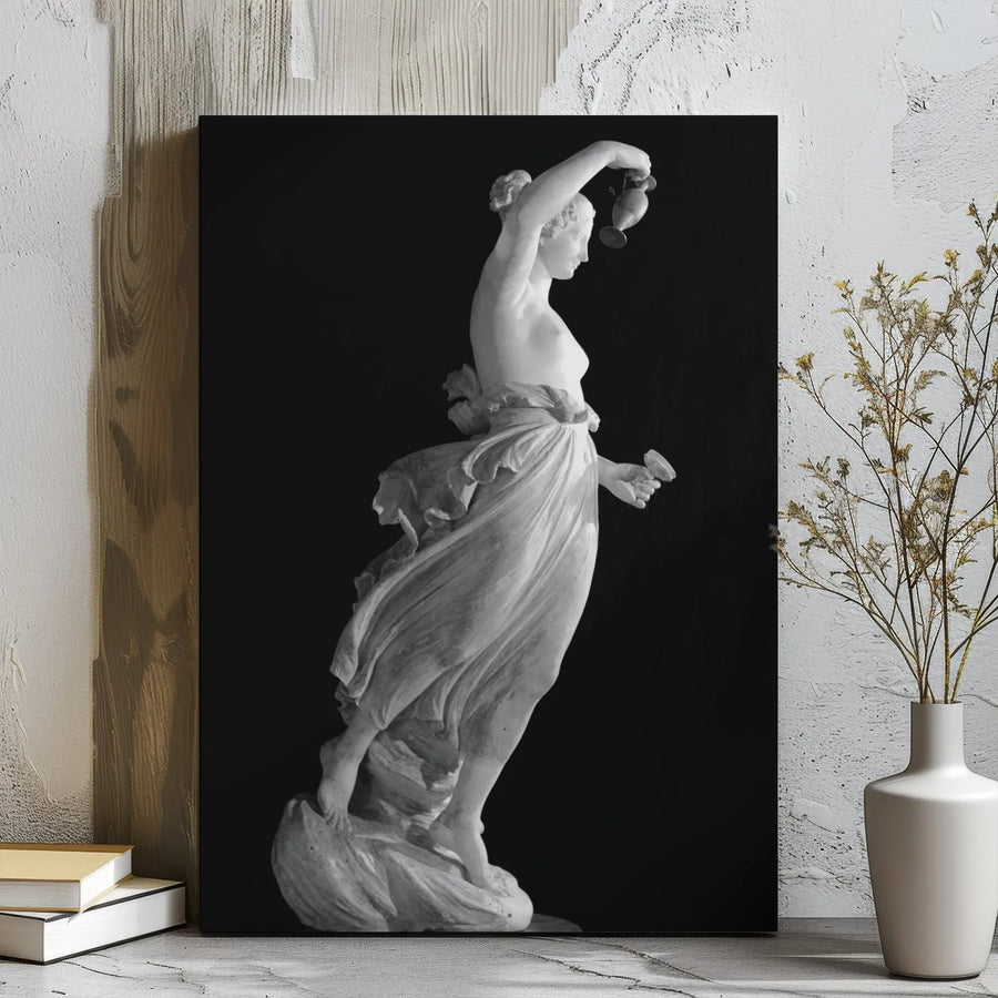 Classical Greek Statue Canvas Wall Art | Hebe Marble Sculpture Print | Gallery Wrapped Premium Decor | Elegant Home Office Decor