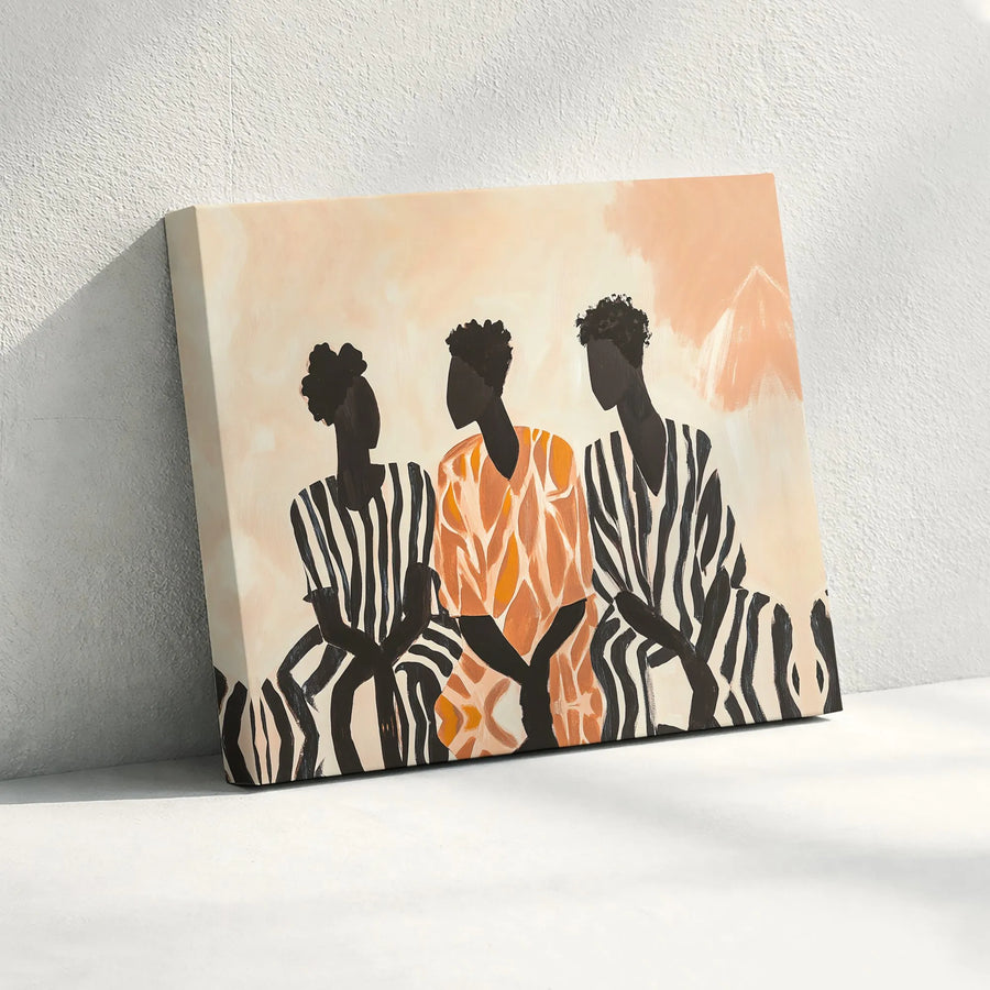 Abstract African Women Canvas Print | Modern Figurative Silhouette Art | Thick Gallery Wrap Canvas | Contemporary Home Decor Gift