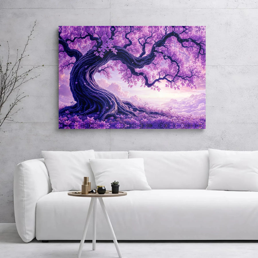 Purple Tree of Life Canvas Print | Fantasy Landscape Wall Art | Gallery Wrapped 1.25" Premium Decor | Magical Nature Gift for Home and Office