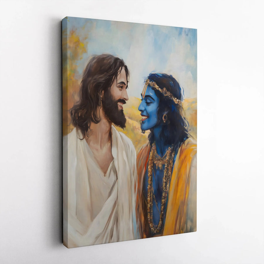 Jesus and Krishna Canvas Print | Spiritual Interfaith Wall Art | Premium Gallery Wrap | Religious Gift for Home Decor