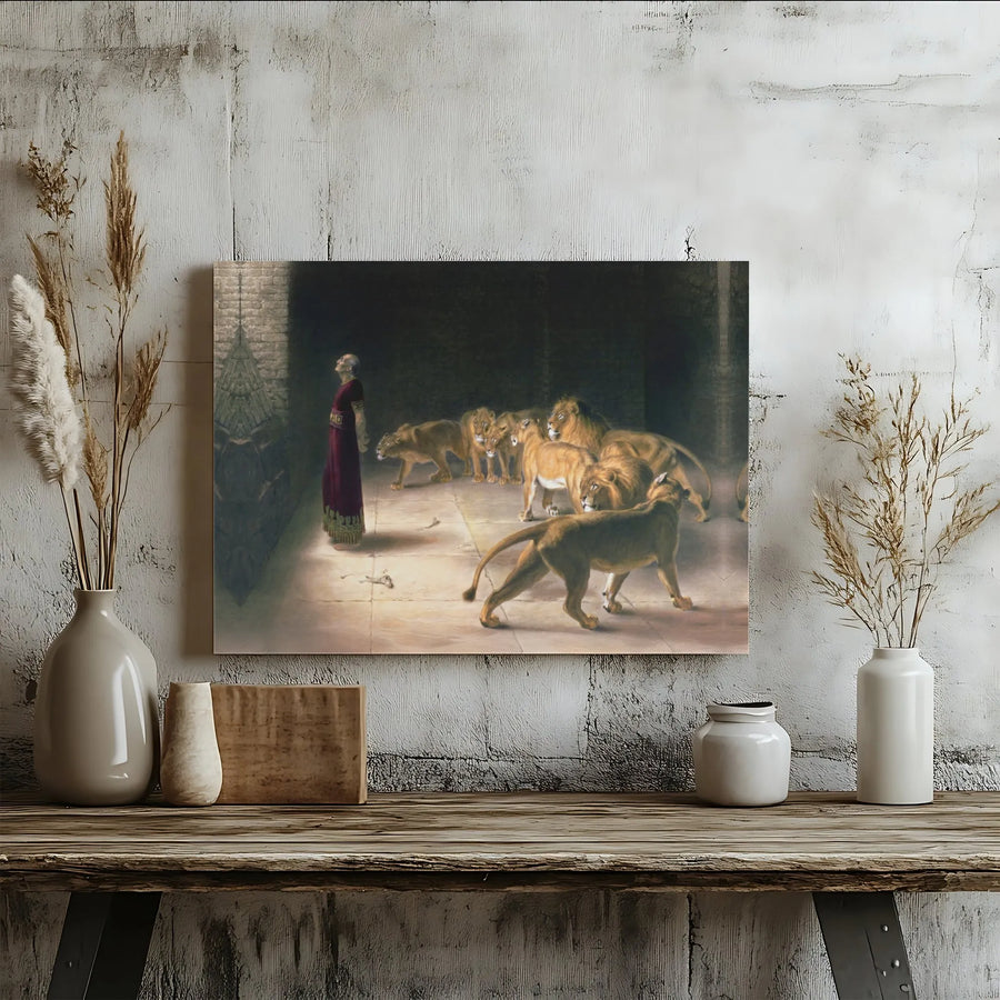 Daniel In The Lions' Den Canvas Print | Briton Rivière Classic Biblical Art | 1.25" Gallery Wrap | Religious Home Decor Gift