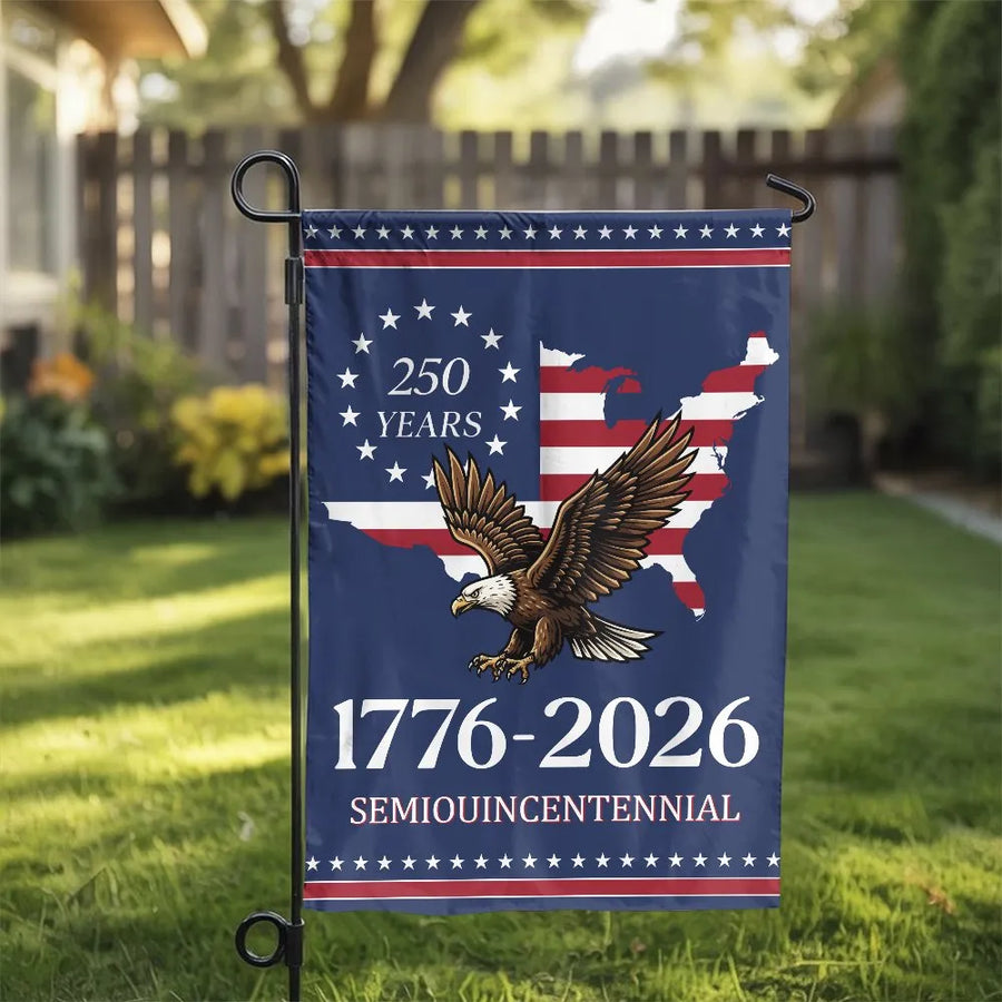 USA 250th Anniversary Garden Flag | 1776-2026 Semiquincentennial Eagle | Weather-Resistant Polyester | Patriotic Yard Decor Gift