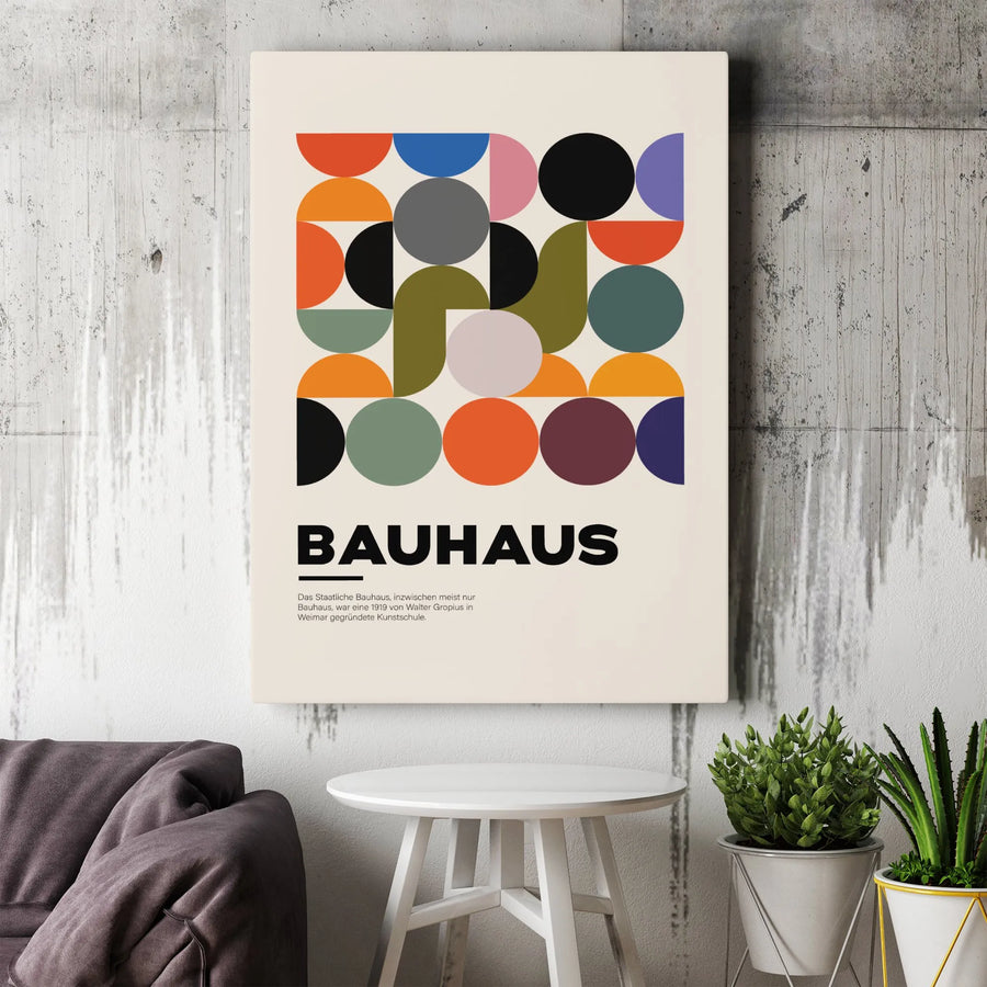 Bauhaus Wall Art Canvas | Mid-Century Modern Geometric Shape Print | Premium Gallery-Wrapped Decor | Architectural Gift for Home Office