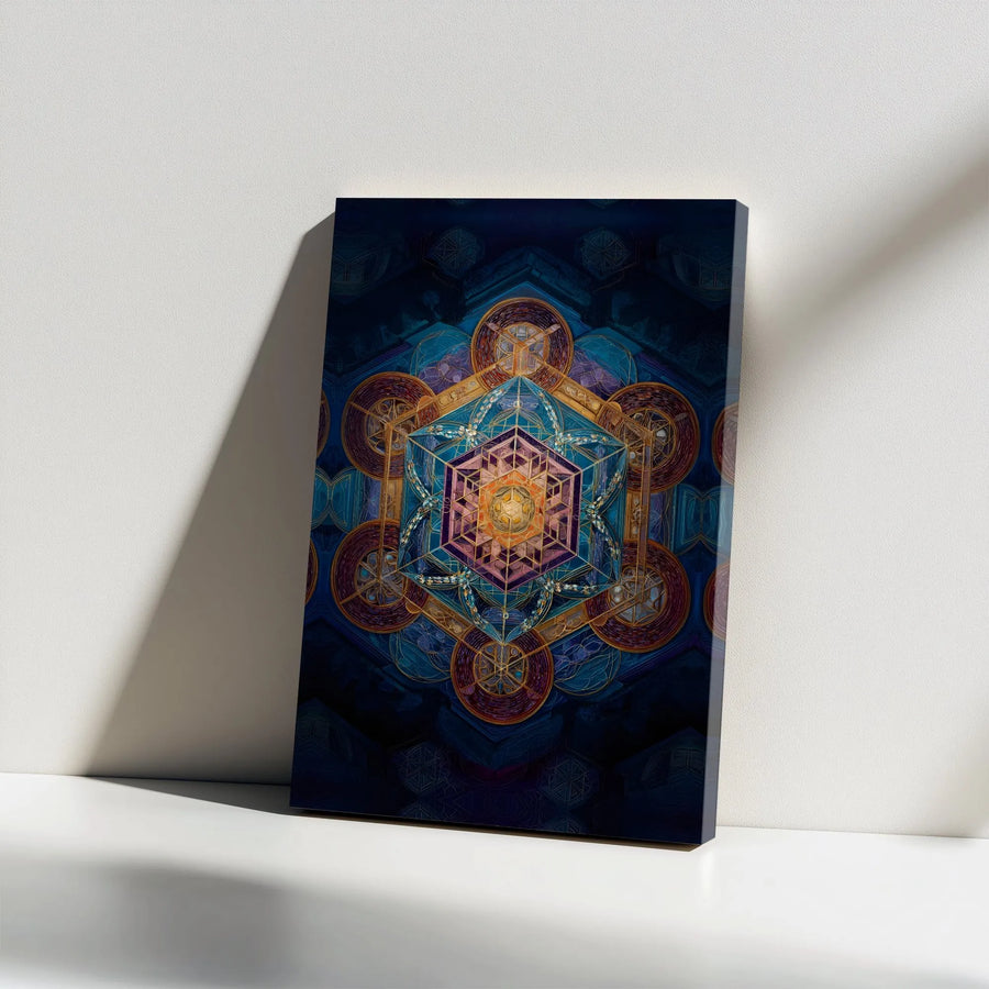 Metatron's Cube Canvas Wall Art | Vibrant Sacred Geometry Print | Premium Thick Gallery Wrap | Spiritual Gift for Meditation Room Decor