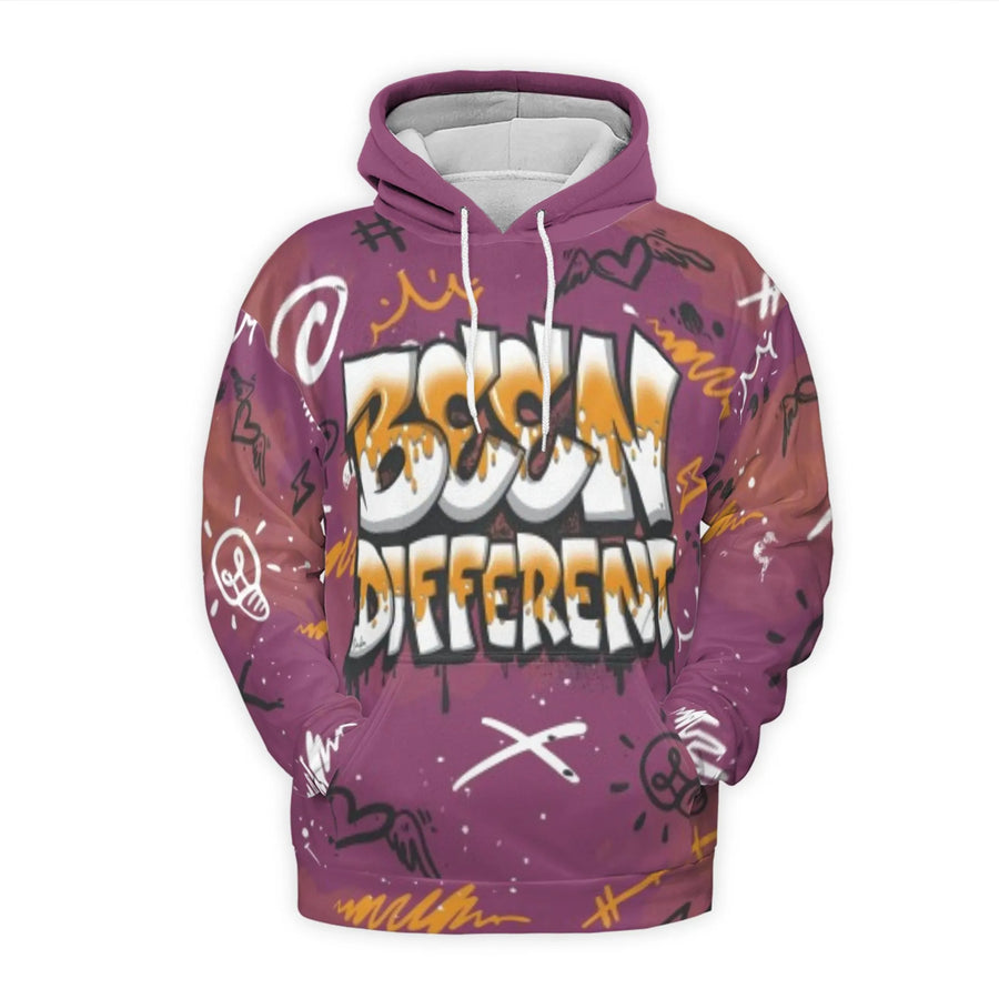 Born Different Graffiti Hoodie | Street Art All-Over Print Sweatshirt | Premium Polyester Brushed Fleece | Unisex Urban Style Gift for Him Her