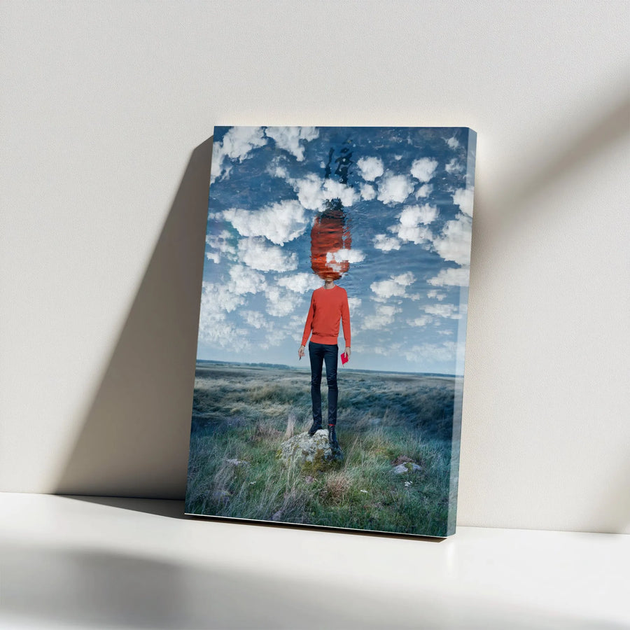 Surreal Head in the Clouds Canvas Wall Art | Abstract Man Photo Print | Premium Gallery Wrap Canvas | Unique Modern Home & Office Decor Gift