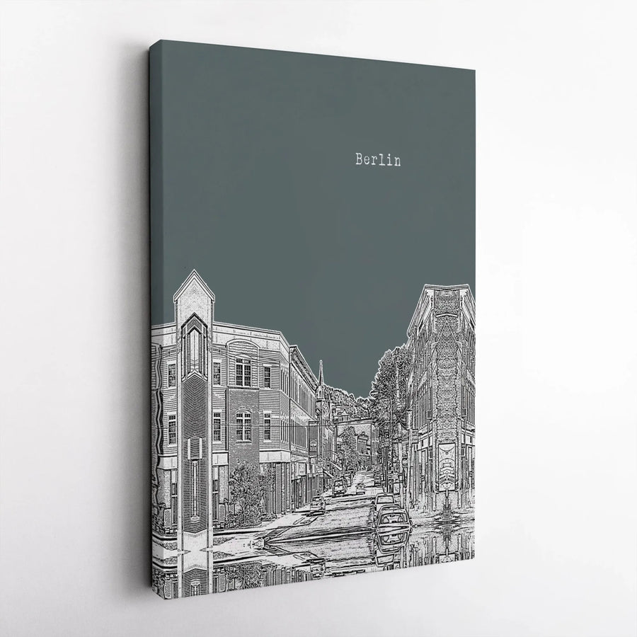Berlin Cityscape Canvas Art | Hand-Drawn Architectural Sketch | Premium Gallery-Wrapped Decor | Travel Gift for Berlin Lovers