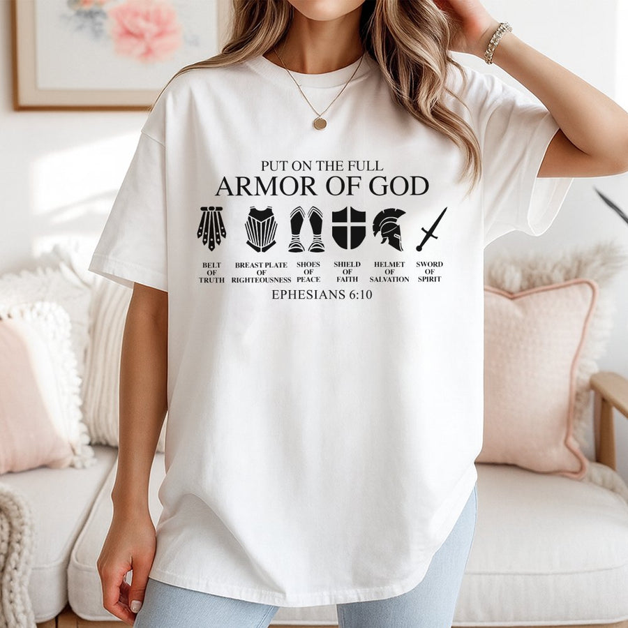 Armor Of God T-Shirt | Ephesians 6:10 Bible Verse Design | 100% Premium Cotton Tee | Faith-Based Religious Gift For Men And Women