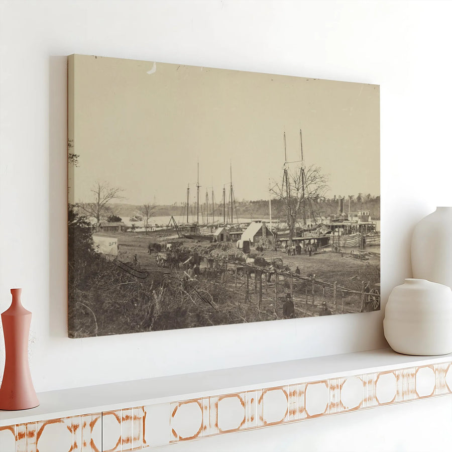 Civil War Photo Canvas Print | Vintage Union Army Supply Depot Photo | Premium Gallery Wrap Canvas | Collector's Historic Wall Decor