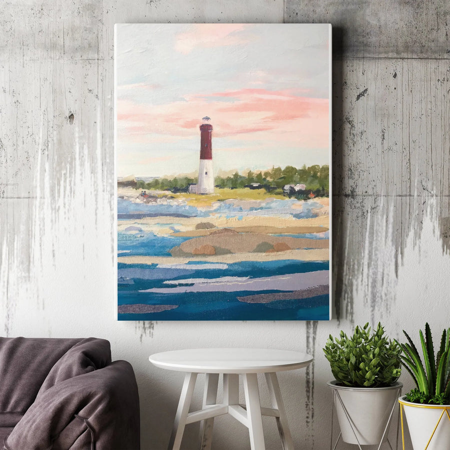 Barnegat Lighthouse Canvas Wall Art | Impressionist Seascape Painting Print | Premium Coastal Decor | New Jersey Shore Gift for Beach House