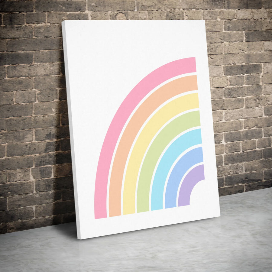 Pastel Rainbow Wall Art | Modern Arch Minimalist Canvas | Gallery Quality Fade-Resistant Print | Nursery Decor or Kids Room Gift