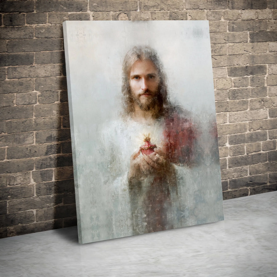 Sacred Heart of Jesus Canvas Wall Art | Modern Religious Portrait Print | Premium 1.25" Gallery Wrap | Christian Home Decor Gift
