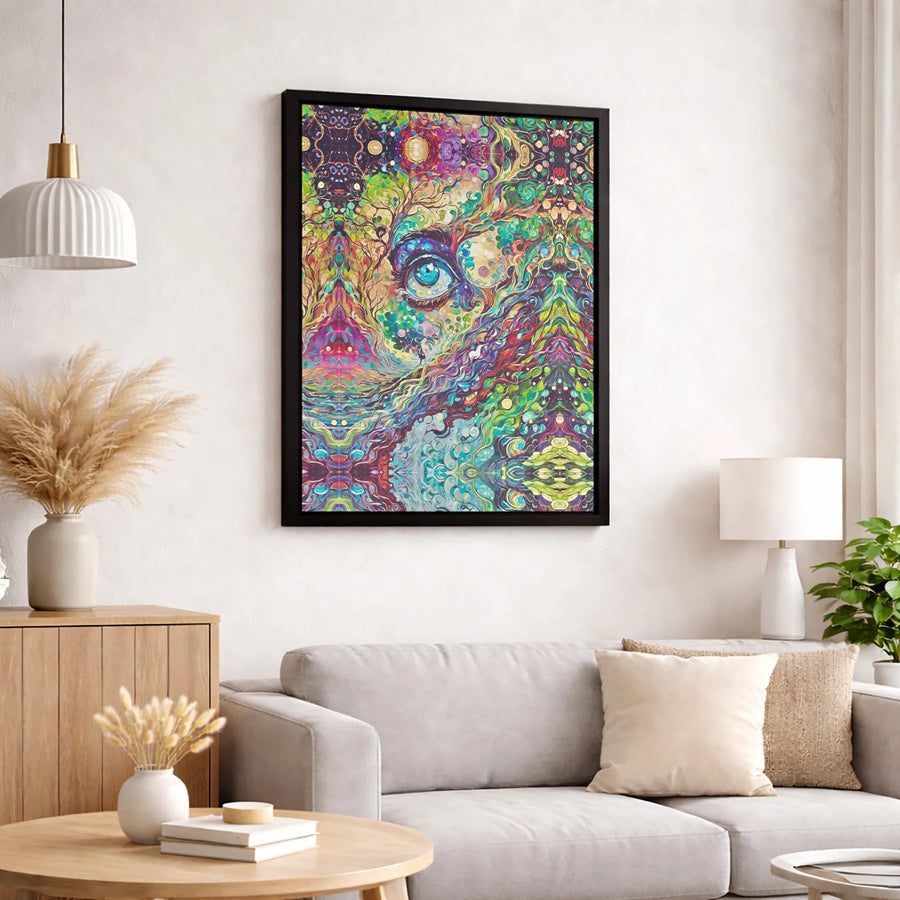 Psychedelic Third Eye Canvas Wall Art | Surreal Visionary Abstract Print | Premium Gallery Wrap 1.25" Profile | Spiritual Home Decor Gift