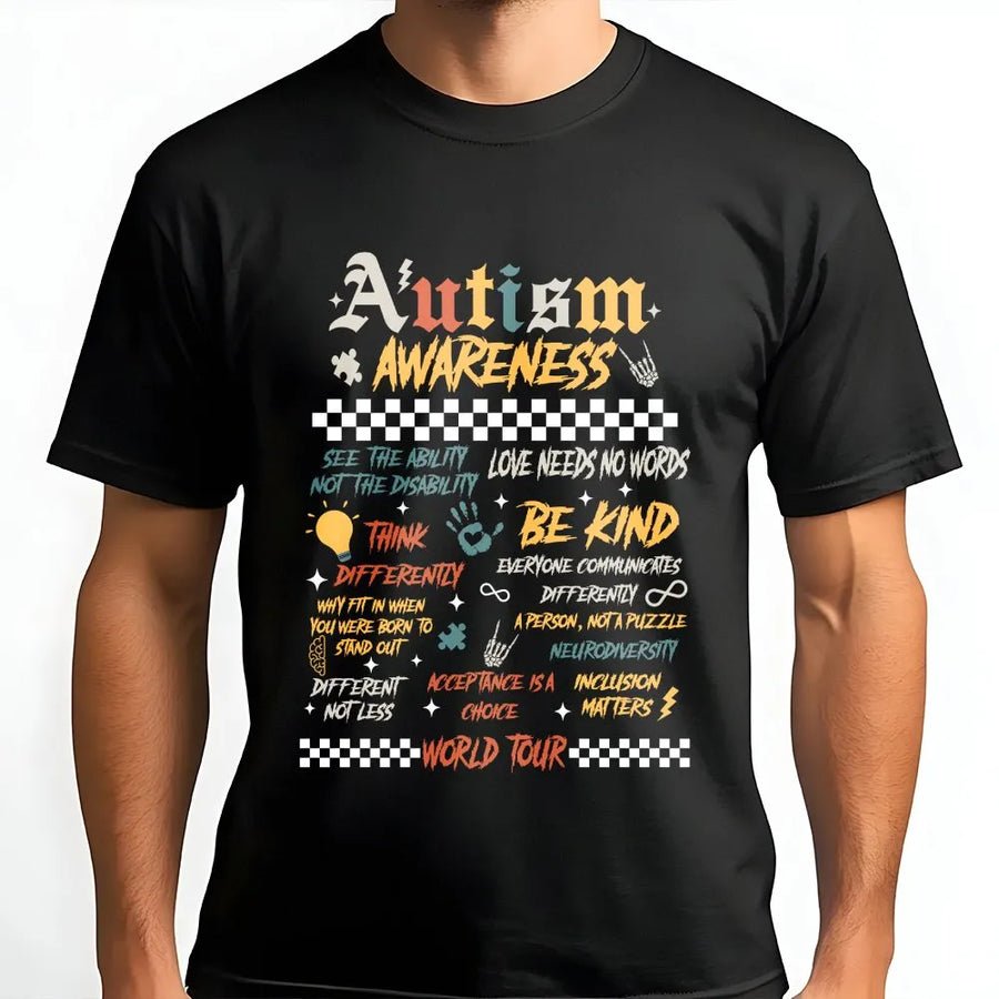 Autism Awareness T-Shirt | Neurodiversity Acceptance Retro Graphic | Premium Cotton Shirt | Support Advocate Gift