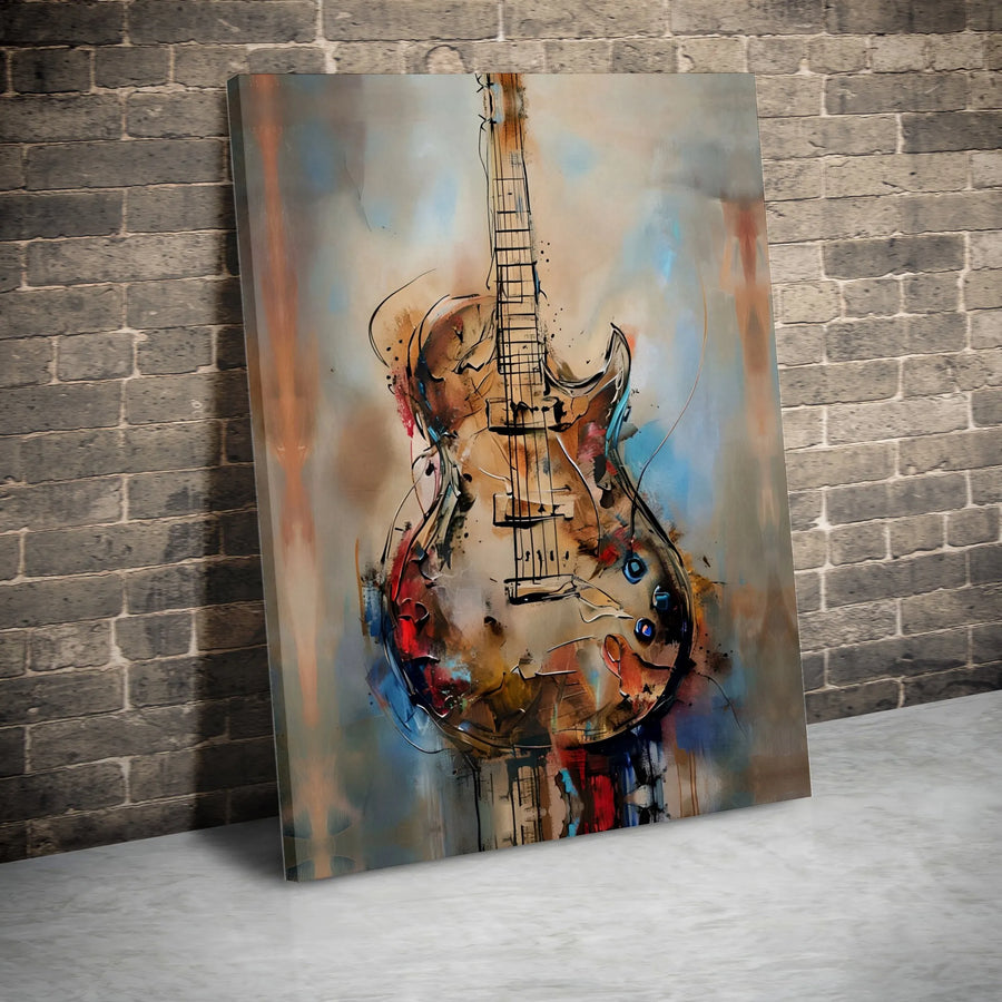Abstract Electric Guitar Canvas Wall Art | Modern Music Instrument Sketch Print | Gallery-Quality 1.25 Inch Profile | Gift for Musicians and Music Lovers