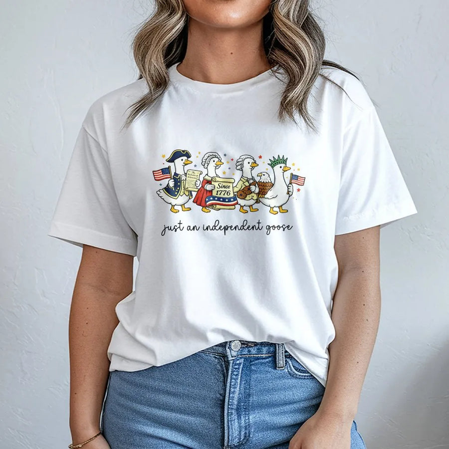 Silly Goose 4th of July Shirt | Funny Patriotic Goose Graphic | Premium Cotton USA Tee | Independence Day Gift for Men & Women