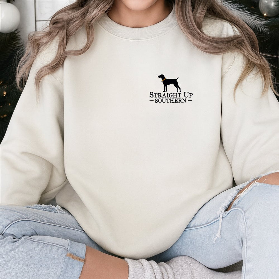 Straight Up Southern Dog Sweatshirt | Beagle Print Graphic Pullover | Premium Cotton Blend | Gift For Dog Lovers & Country Style Enthusiasts