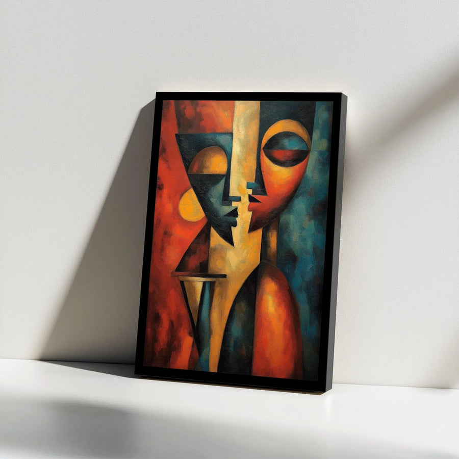Abstract Face Canvas Wall Art | Modern Cubism Geometric Print | Premium Fade-Resistant Canvas | Contemporary Living Room Decor Gift