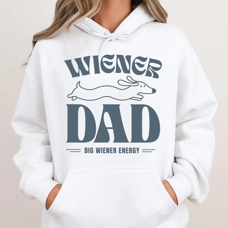 Funny Dachshund Hoodie | Big Wiener Energy Graphic Sweatshirt | Premium Cotton Blend | Father's Day Gift for Dog Dad