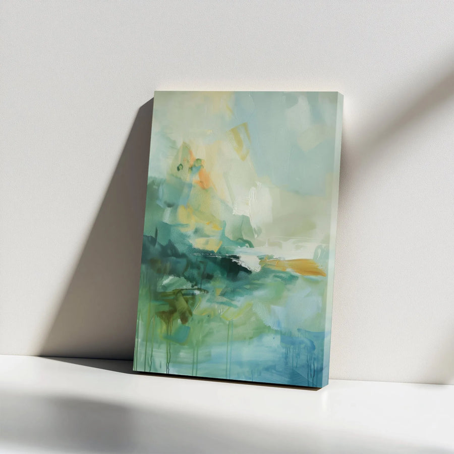 Abstract Canvas Wall Art | Teal and Gold Brushstroke Design | Premium Gallery Wrapped Canvas | Modern Home & Office Decor Gift