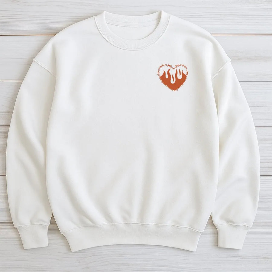 Barbed Wire Heart Sweatshirt | Minimalist Emo Graphic Crewneck | Soft Cotton Blend | Unisex Goth Streetwear Gift