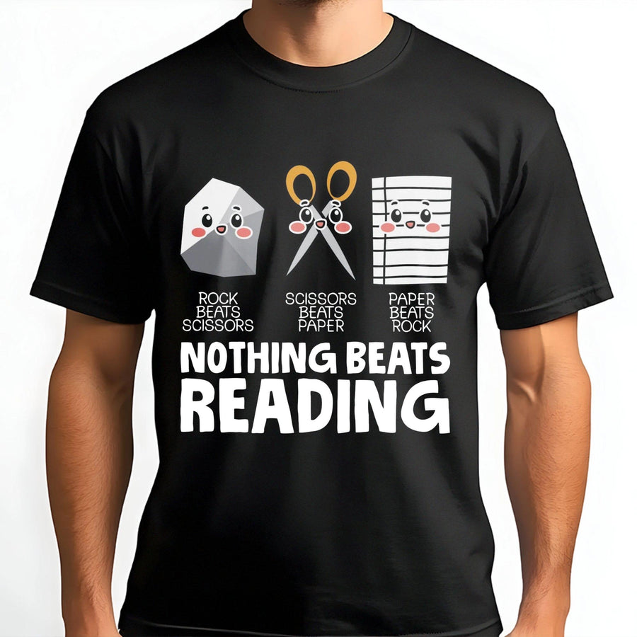 Nothing Beats Reading T-Shirt | Funny Book Lover Graphic Tee | Premium 100% Cotton Apparel | Teacher Librarian Gift
