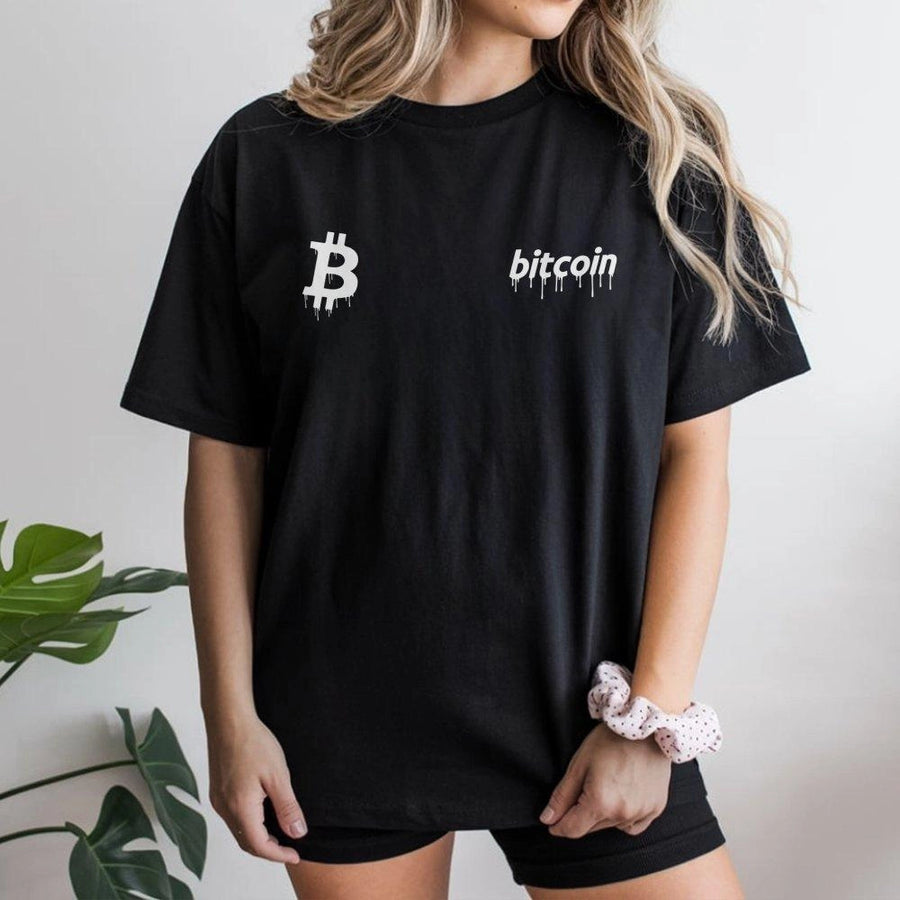 Bitcoin T-Shirt | Dripping Crypto Logo Graphic Design | Premium Cotton Apparel | Gift for Crypto Trader, Investor, Blockchain Enthusiast