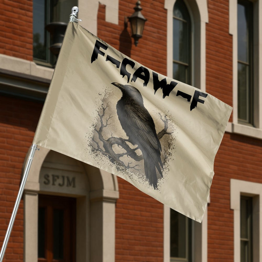 Raven House Flag | Gothic Crow Nature Art | Durable Polyester Weather-Resistant Decor | Funny Pun Yard Banner for Bird Lovers and Halloween Fans