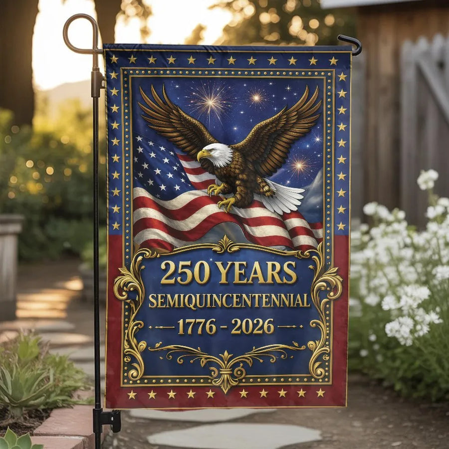 America 250th Semiquincentennial Garden Flag | 1776-2026 Commemorative Eagle Design | Double Sided Polyester | Collector's Patriotic Yard Decor